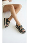 Thick Square Double Gold Buckle Detailed High Heel Ankle Buckle Women's Summer Sandals - 4