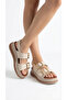 Thick Square Double Gold Buckle Detailed High Heel Ankle Buckle Women's Summer Sandals - 4