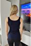 Women's Navy Blue Color Strappy Body Athlete Top - 4