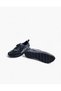 Women's Black Shiny Satin and Leather Detailed Flat Sole Lace-Up Sports Shoes - 8