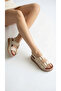 Thick Square Double Gold Buckle Detailed High Heel Ankle Buckle Women's Summer Sandals - 5