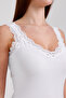 Women's White Lycra Lace Tank Top - 7