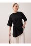 Women's Cotton T-Shirt with Shirring Detail - Black - Benin - 4