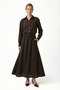Women's Becca Gloss Brown Long Woven Skirt with Pockets and Elastic Waist - 6