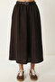 Belted Pocketed Midi Parachute Skirt Lcr0113 Brown - 3