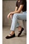 Women's Brown Buckled Suede 1 cm Mary Janes Ballet Flats BYNDSHR04 - 2