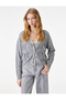 Lace Detailed Bowknot Buttoned V-Neck Knitwear Cardigan - 2