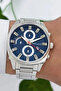 3Atm Water Resistant Men's Wrist Watch, Steel Band & Special Design, Silver-Blue Sdfer160 - 2