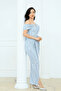 Patterned Sequin Design Long Dress - Baby Blue - 8