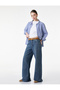 Cotton Belted Spanish Flare Denim Trousers - Flare Jeans - 2