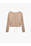 Long Sleeve Tie-Waist Buttoned V-Neck Knitwear Cardigan - 3