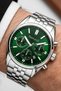 Men's Wristwatch with Calendar Steel Band Silver-Green Bracelet Gift 3Atm Sdfer193 - 2