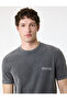 Regular Fit Short Sleeve Crew Neck Cotton Washed Back Printed T-Shirt