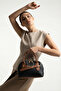 Gilty Buckle Belt Detailed Cross Strap Handbag Mink Tan - 8