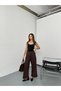 New Season Woven Fabric Double Buttoned Extra Wide Leg Palazzo Pants with Elastic Back - 3
