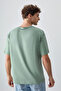 Light Green 100% Cotton Thick Soft Textured Oversize Fit Printed Men's T-Shirt - 88354 - 5