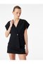 Crepe Sleeveless V-Neck Accessory Buttoned Wrap Vest - 2