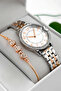 Steel Cord & Case Women's Wristwatch, Stone Detailed Case Silver-Rose Sdfer182 - 2