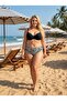 Women's Black Stone Embroidered Beige Patterned Lined Large Size Bikini Set Hzl25S-Lc3351 - 3