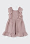 Girl's Ruffle Detailed Muslin Pink Dress - 2