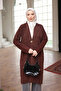 Brown Single Button Angora Soft Knit Cardigan - 4