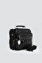 Men's Black Horizontal Model Steel Case Genuine Leather Hand and Shoulder Bag Small Size - 2