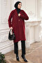 Burgundy Single Button Angora Soft Knit Cardigan - 2