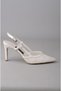 SEÇ 699 Tulle Detailed Mother-of-Pearl Shoes (Heel Height 9.5 cm) MOTHER-OF-PEARL