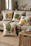 Imaginary Surreal Flowers Patterned Digital Printed Velvet Fabric 4-Piece Throw Pillow Cover (43X43 cm) - 4
