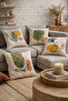 Imaginary Surreal Flowers Patterned Digital Printed Velvet Fabric 4-Piece Throw Pillow Cover (43X43 cm) - 3