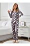 Women's Pajama Set with Cotton Inside and Buttons, Maternity - Comfortable Cut Patterned Homewear Milan Fabric - 4