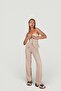 High Waist Button Closure Fabric Panky Trousers Beige - 2