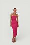 Slit Strapless Midi Bodycon Dress Pink