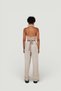 Palazzo Cut High Waist Fabric Palasia Trousers Beige - 4