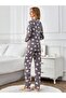 Women's Pajama Set with Cotton Inside and Buttons, Maternity - Comfortable Cut Patterned Homewear Milan Fabric - 3