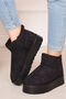 Platform Fur Lined Boots Black - 2