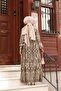 Half Button Detailed Viscon Dress Light Brown - 5