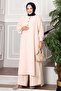 Half Buttoned Long Hijab Double Suit Stone