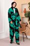 Patterned Viscon Double Hijab Set Black - 4