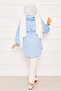 Double Collar Lace-Up Waist Hijab Shirt Baby Blue - 4