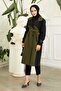 Double Color Button Detailed Trench Khaki - 3