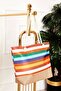 Patterned Straw Detailed Beach Bag -129