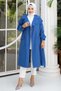 Lace-Up Sleeve Belted Trench Coat Indigo - 3