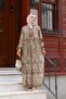 Half Button Detailed Viscon Dress Light Brown - 4
