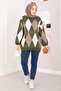 Baklava Pattern Oversized Knitwear Sweater Khaki - 4