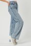 Blue Lycra Super High Waist Denim Loose Leg Jeans Palazzo Trousers - 4