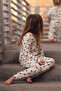Organic Beige Raccoon Patterned Elastic Waist Long Sleeve Boys Pajama Set - 4