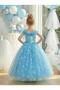 Girl's Costume Blue Elsa Frozen Off-Shoulder Detailed Pulley Puffy Elsa Costume 3-8 Years Old - 4