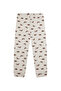 Organic Beige Raccoon Patterned Elastic Waist Long Sleeve Boys Pajama Set - 3