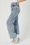 Blue Lycra Super High Waist Denim Loose Leg Jeans Palazzo Trousers - 5